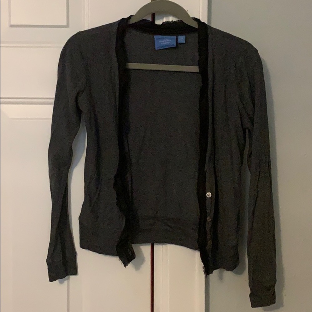 Gray & Black Simply Vera Wang Raw Edge Cardigan